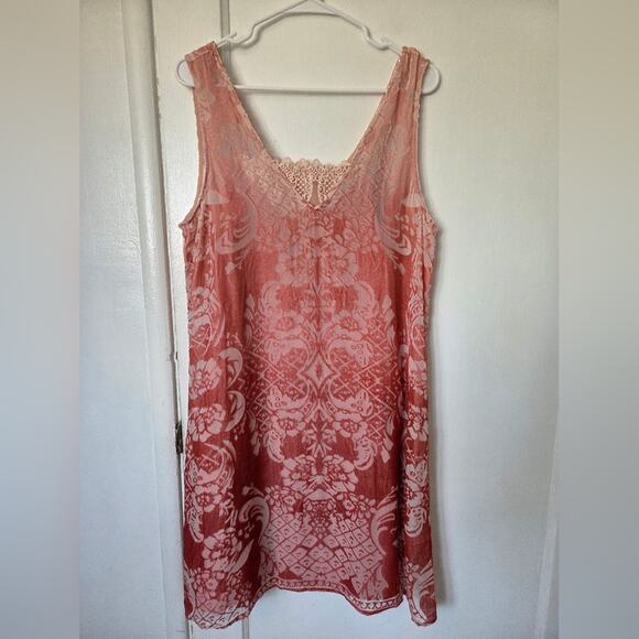 Sundance Velvet Dress With Print M Salmon Pink Coral NWT - Picture 4 of 4